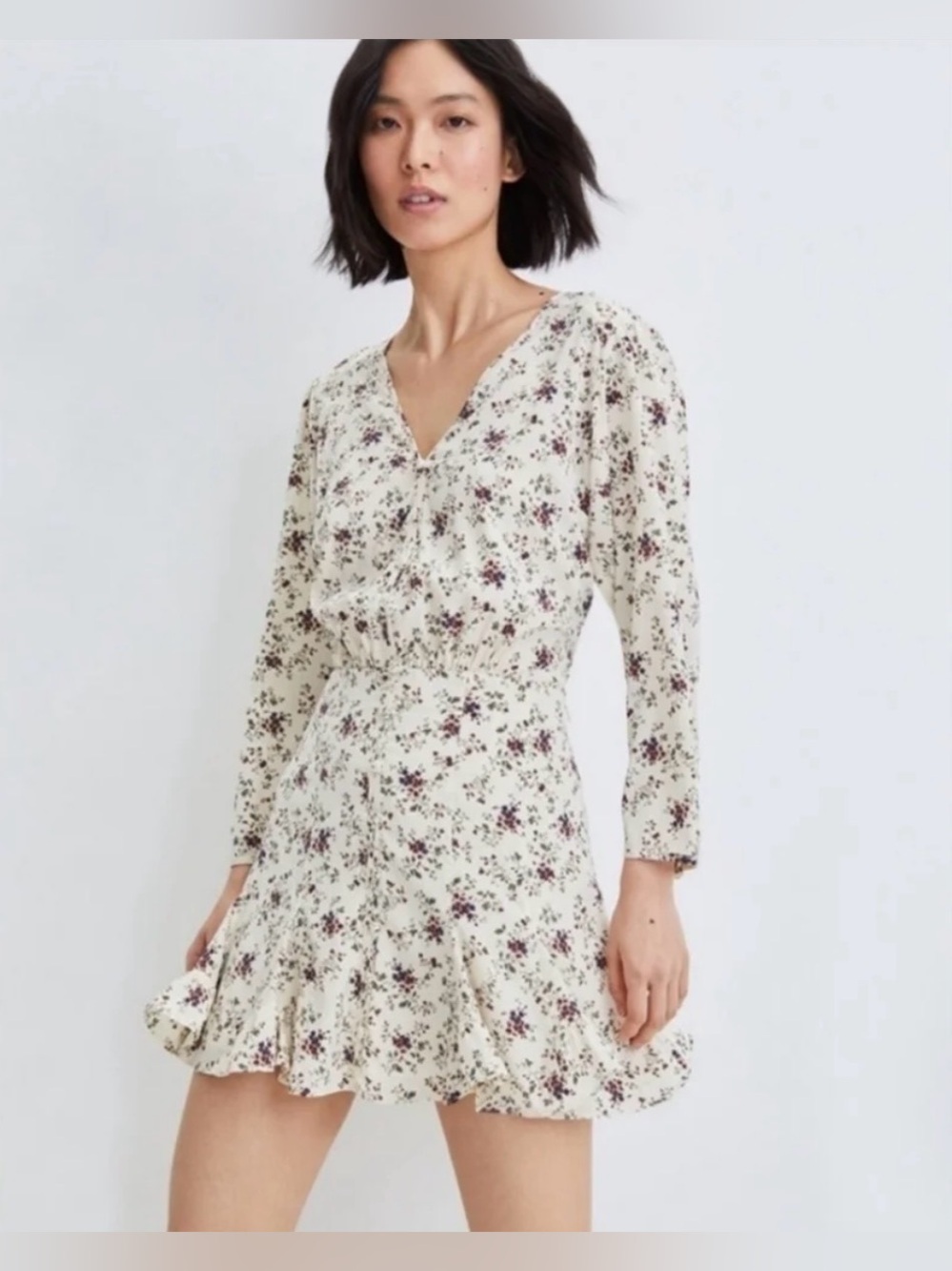 Veronica Beard Riggins Stretch Silk Floral Mini Dress Cream Size 0